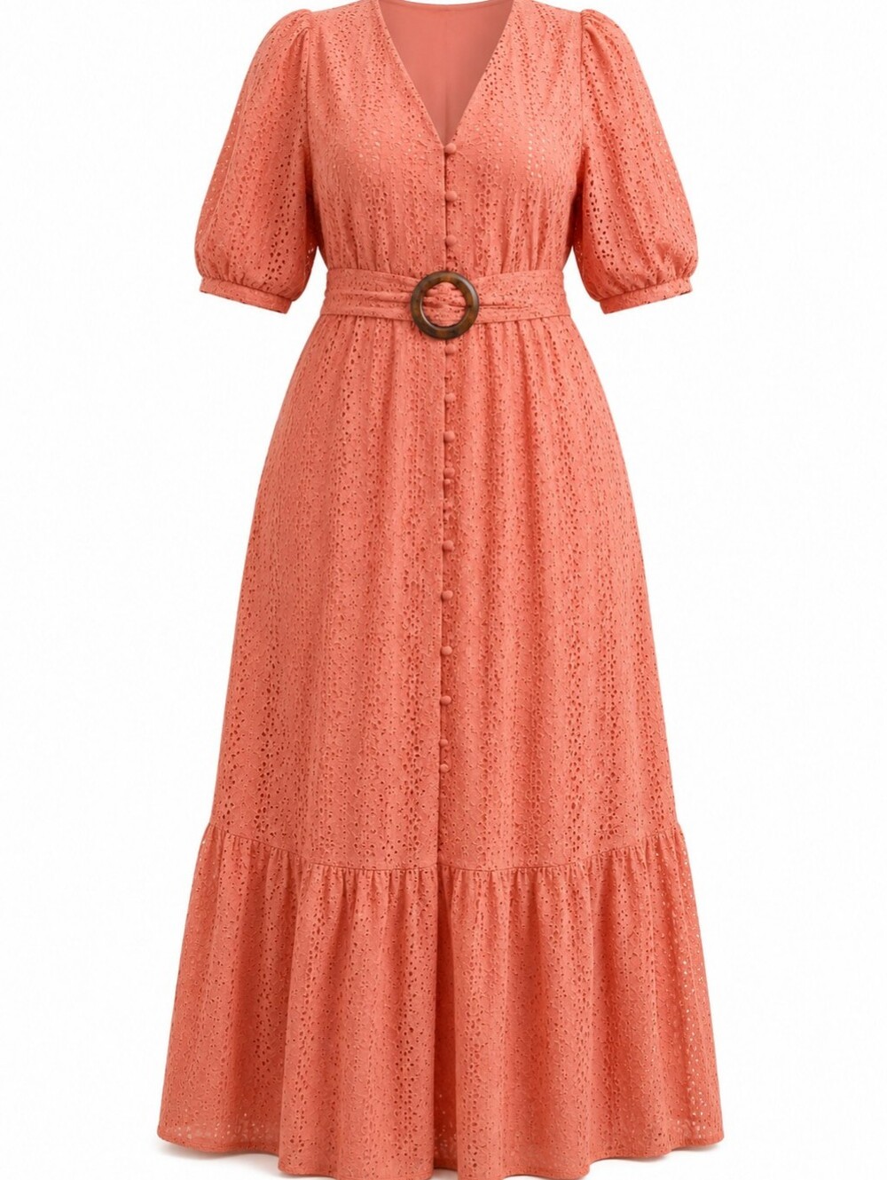 ASOS DESIGN Broderie Pephem Maxi Dress with wooden belt. Size 22